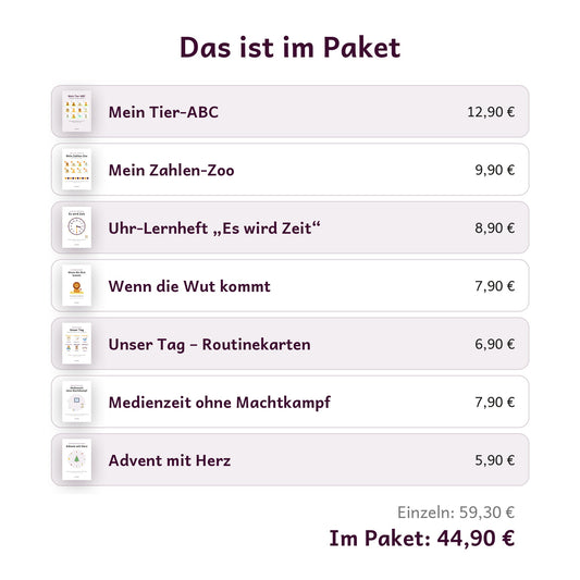 Inhalt des Pakets Alle Hefte mit allen 7 Heften und Einzelpreisen
