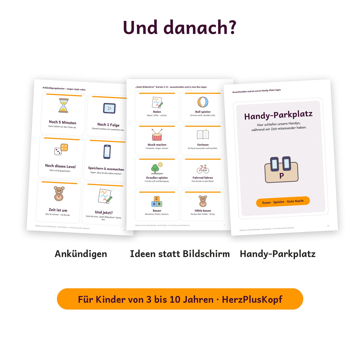 Ankündigungskarten, Ideen statt Bildschirm und Schild Handy-Parkplatz