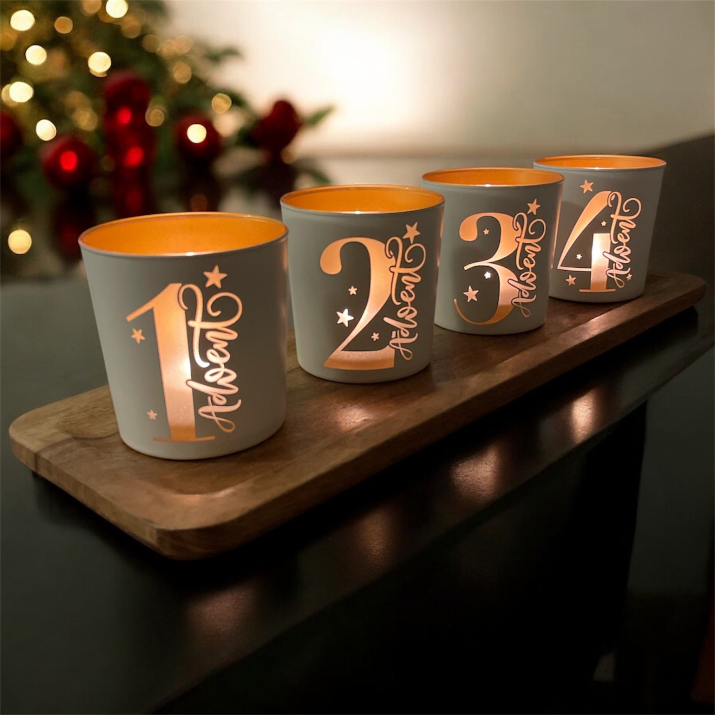 Windlicht „Goldene Adventsmagie“